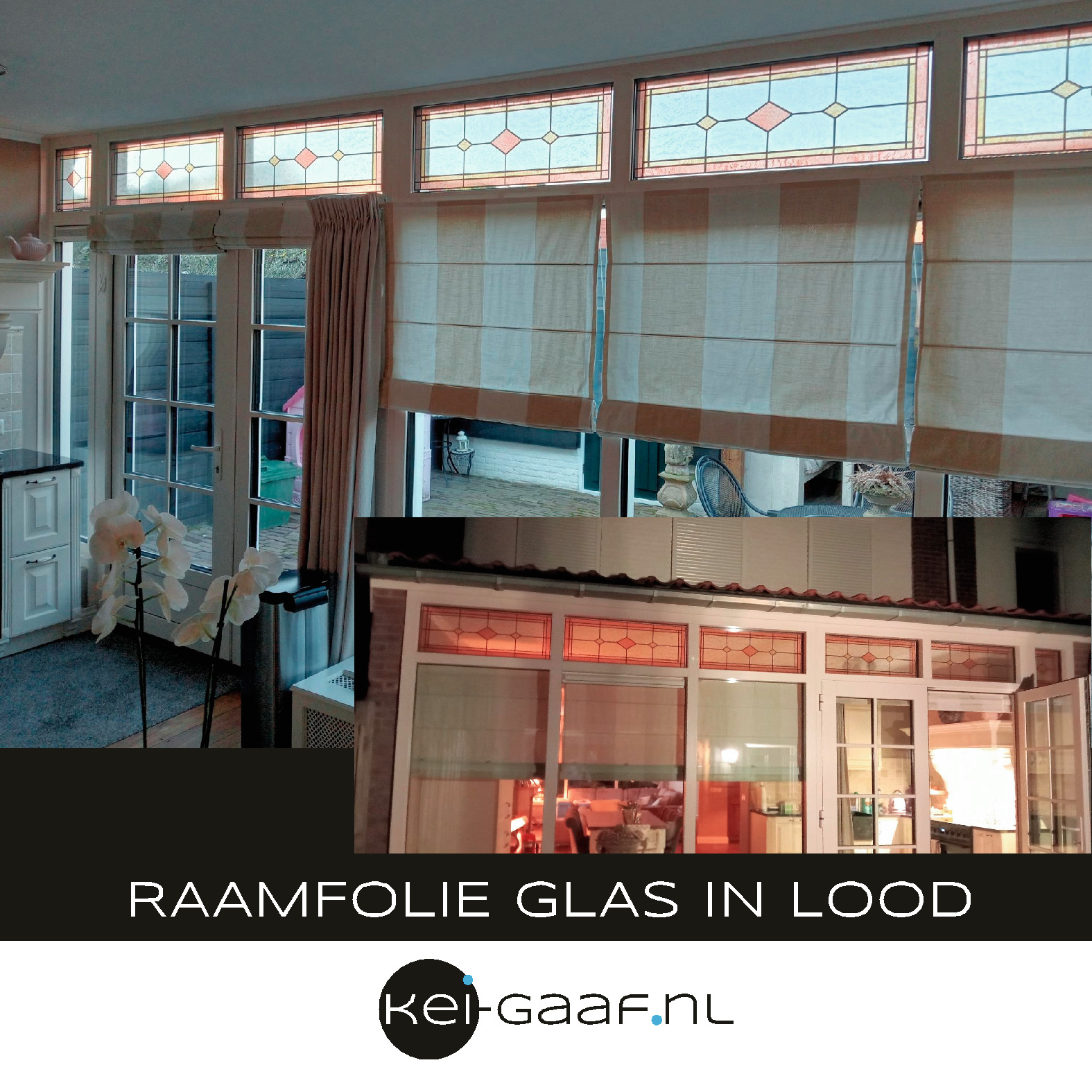 Raamsticker glas in lood erker ramen op maat 