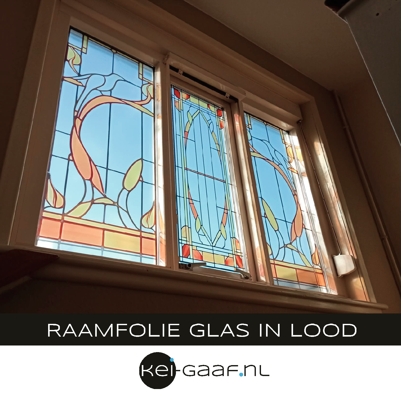 Raamsticker glas in lood op maat ramen eigen ontwerp