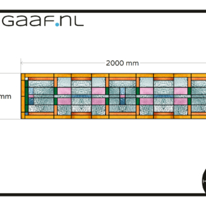 Glas in lood geel oranje groen 17G raamfolie op maat aangepast afmetingen 2000 x 450
